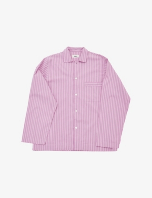 TEKLA: Striped Cotton-Poplin Pyjamas Shirt Size L