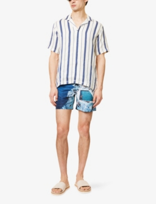 Orlebar Brown Bulldog Hulton Getty Photo Print Regular Fit 6 Swim Trunks In Roc Pool Ii