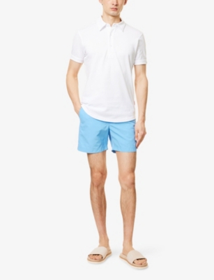 Orlebar Brown Bulldog Straight-leg Mid-length Striped Seersucker Swim Shorts In Riviera Ii