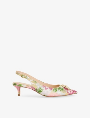 Dune Womens  Context Bug-embellished Faux-leather Slingback Courts In Pink Synthetic