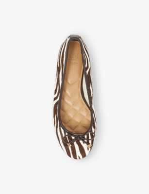 DUNE WOMENS ZEBRA PRINT LEATHER HALLO ZEBRA LEATHER BALLET FLATS EUR 40 / 7 UK 