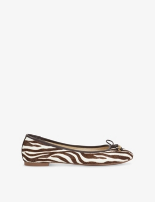 DUNE WOMENS ZEBRA PRINT LEATHER HALLO ZEBRA LEATHER BALLET FLATS EUR 40 / 7 UK 