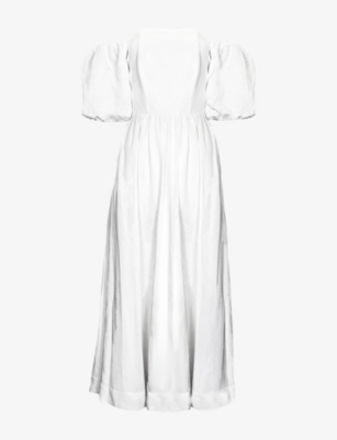 RO&ZO: Alba Bardot Puff-Sleeve Woven Maxi Dress