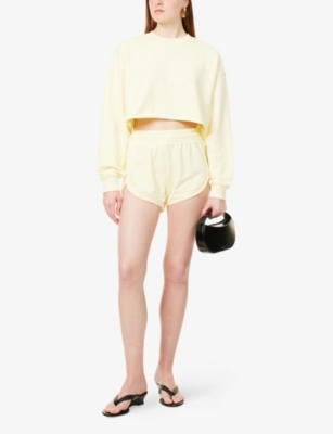 GOOD AMERICAN WOMENS GOOD AMERICAN TERRY LOW-RISE COTTON-JERSEY SHORTS 