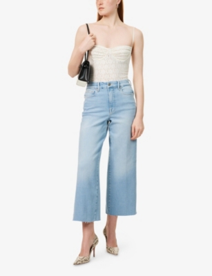 Shop Good American Womens  Good Waist Palazzo Crop-leg Stretch-denim Blend Jeans In Indigo862