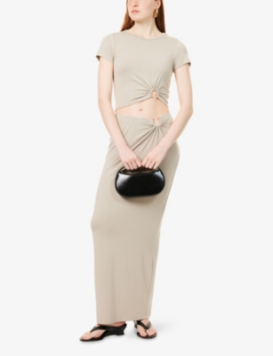 GOOD AMERICAN: Ruched Cropped Stretch-Woven Top