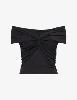 GOOD AMERICAN: Twisted Crop Stretch-Woven Top