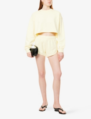 GOOD AMERICAN: Terry Cropped Cotton-Jersey Sweatshirt