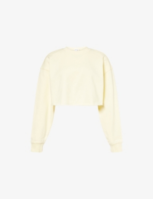 Good American Womens Light Ray001 Terry Cropped Cotton-jersey Sweatshirt In Light Ray001
