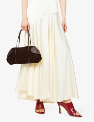 Neous Womens Dark Chocolate Berenices Baguette Leather Shoulder Bag