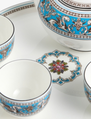 Wedgwood Florentine Turquoise Bone-china Teaware Set Of Six