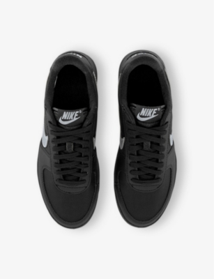 Shop Nike Womens  Field General Logo-embroidered Leather Low-top Trainers In Black Metallic