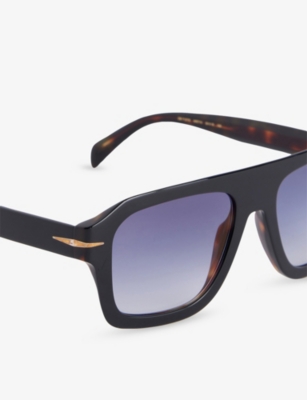 Eyewear By David Beckham Mens Black Havana Db7127/s Rectangular Frame Acetate Sunglasses In Black