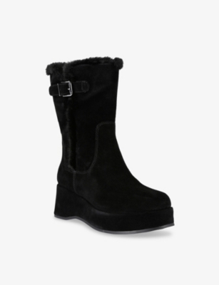 Carvela Womens Black Après Buckle Suede Boots Eur 41 / 8 Uk In Black