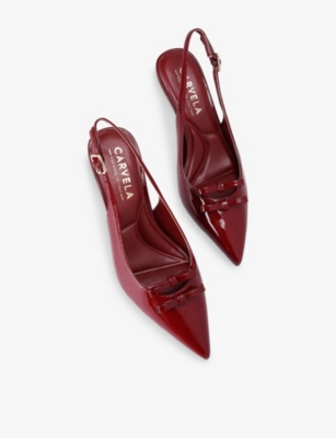 Carvela Womens Red Positano Bow Patent-leather Kitten Heels Eur 37 / 4 Uk In Red