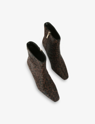 Carvela Womens Blk/brown Moda Leopard Heeled Leather Ankle Boots Eur 42/ 9 Uk In Animal Print