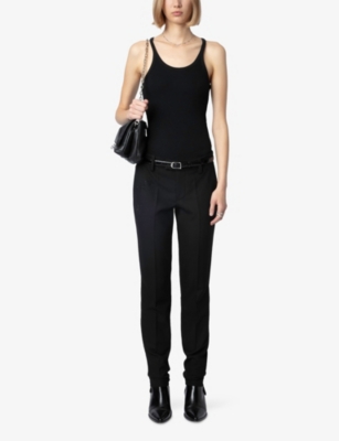 Zadig & Voltaire Womens Star-embellished Tapered-leg Stretch-woven Trousers Black In Black