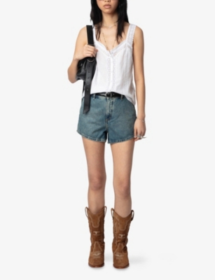 ZADIG&VOLTAIRE: V-Neck Lace-Trim Woven Top