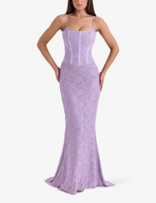 Shop House Of Cb Of Cb Womens Antonina Corset Lace Maxi Dress Orchid