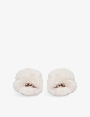 THE WHITE COMPANY: Cross-Strap Faux-Fur Slippers