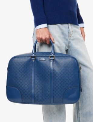RESELFRIDGES: Pre-Loved Gucci Diamante-Pattern Leather Travel Bag