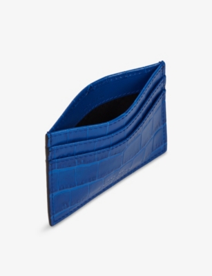 Smythson Womens  Flat Leather Card Holder In Cerulean
