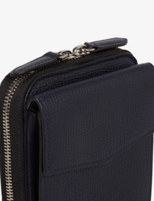 Smythson Mens Ludlow Leather Cross-body Pouch Navy In Navy