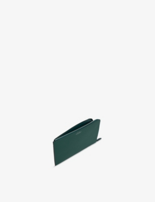 Smythson Mens Panama Leather Slim Pouch Forest Green In Forest Green