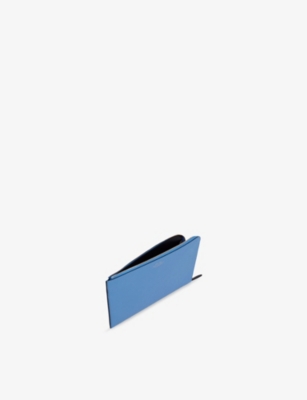 Smythson Mens Panama Leather Slim Pouch Nile Blue In Nile Blue