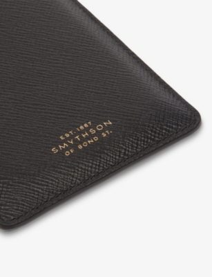 Smythson Womens Panama Leather Phone Sleeve Black In Black