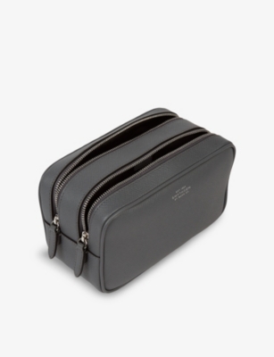 Smythson Womens Panama Double Leather Washbag S Grey In S Grey
