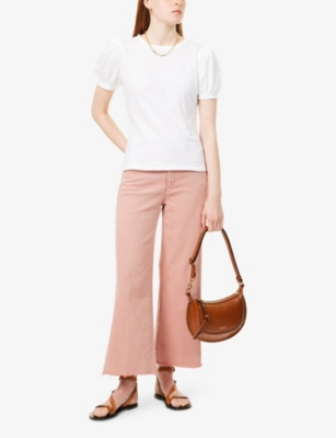 PAIGE WOMENS VINTAGE ROSE TINT ANESSA RAW-CUFFS STRETCH-DENIM JEANS 