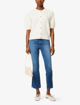 PAIGE WOMENS NOVELIST W/ VESPER HEM COLETTE CROPPED FLARED STRETCH-DENIM JEANS 