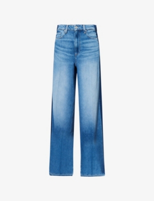 PAIGE WOMENS NYRA PORTIA RELEASED SIDE-SEAM HIGH-RISE WIDE-LEG DENIM JEANS 