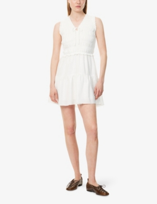 PAIGE WOMENS FRAISE SLEEVELESS COTTON-BLEND MINI DRESS WHITE XS 