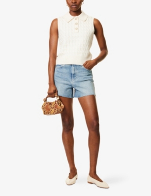 PAIGE WOMENS SUPERPOWER DANI HIGH-RISE A-LINE DENIM SHORTS 