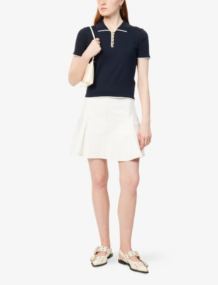 PAIGE WOMENS CONTRAST ECRU ADALINE PANELLED DENIM MINI SKIRT 
