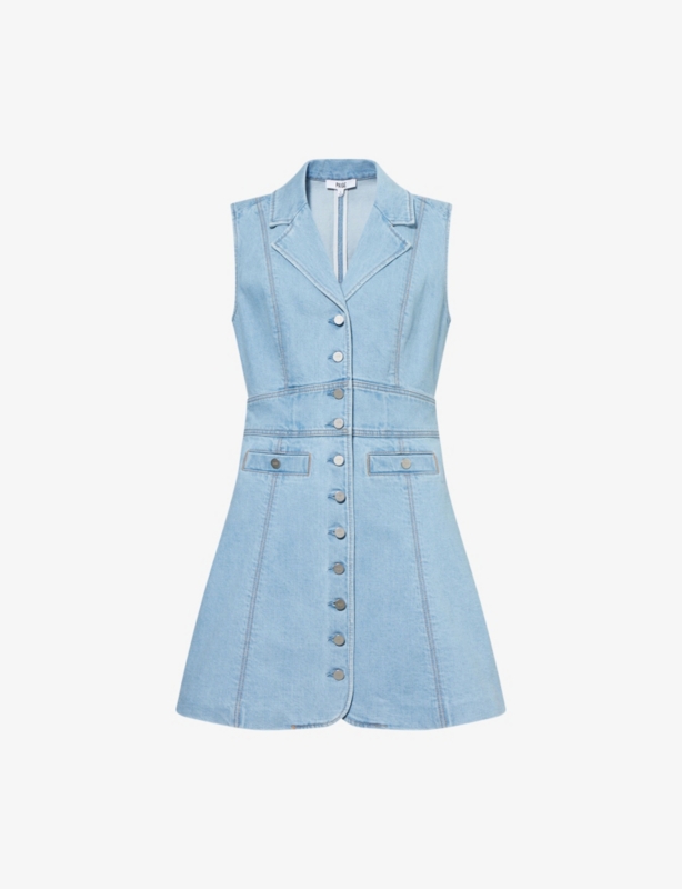 Vida Notched-Lepel Denim Mini Dress