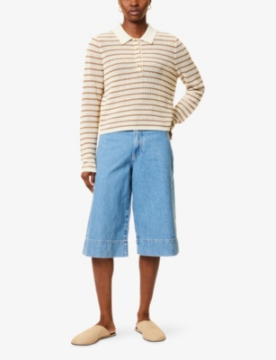 PAIGE: Eva High-Rise Knee-Length Denim Shorts