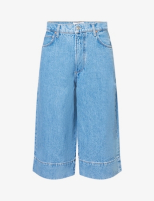 PAIGE: Eva High-Rise Knee-Length Denim Shorts
