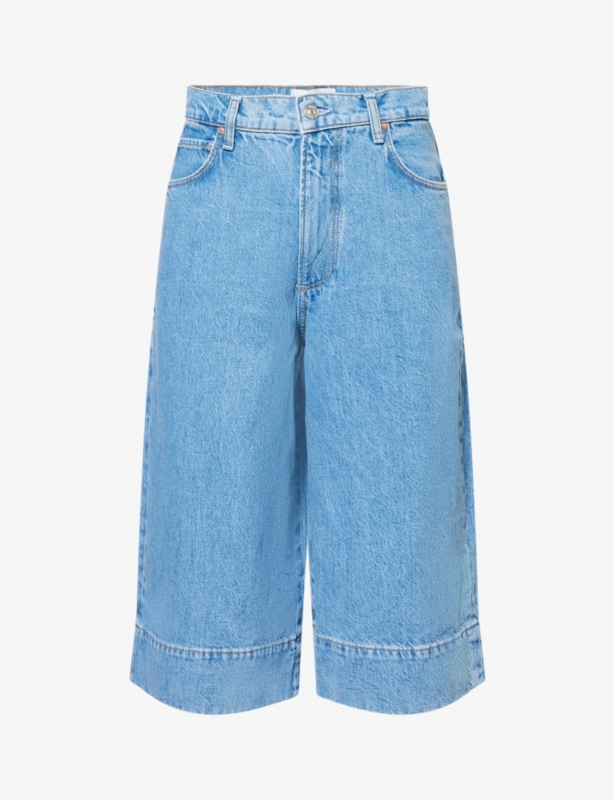 Eva High-Rise Knee-Length Denim Shorts