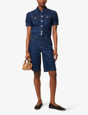 PAIGE WOMENS CASA CADEE HIGH-RISE BERMUDA DENIM SHORTS 