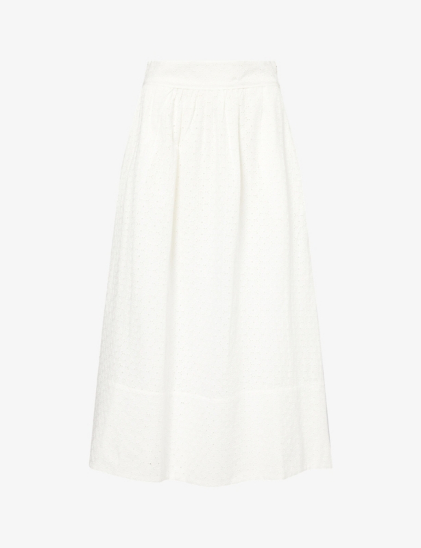 Ojai Embroidered Cotton-Poplin Midi Skirt