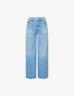PAIGE: Anessa Patch-Pockets Ankle Wide-Leg Denim Jeans