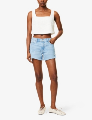 Paige Womens  Dylan Raw-hem Mid-rise Denim Shorts In My Girl Distressed