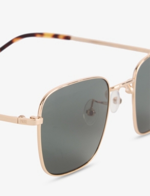 Paige Womens Harper Rectangular Stainless-steel Sunglasses Cool Gold With G15 In Cool Gold With G15