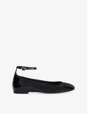 DUNE: Hoop Patent Faux-Leather Ballet Flats
