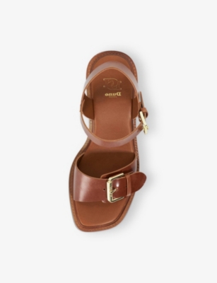 Dune Womens  Jupiter Heeled Leather Sandals In Tan Leather
