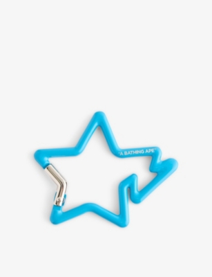 A Bathing Ape Mens Blue B Star Metal Carabiner Keyring