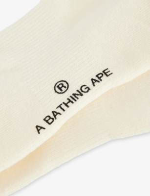 A BATHING APE: Ape Head Embroidered Ribbed Cotton Socks